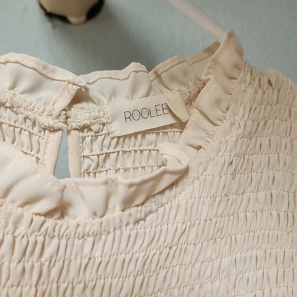 Roolee Smocked Cream Midi Dress - Picture 4 of 4